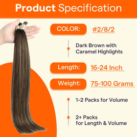Full Shine I Tip Hair Extensions 100 strands packaging