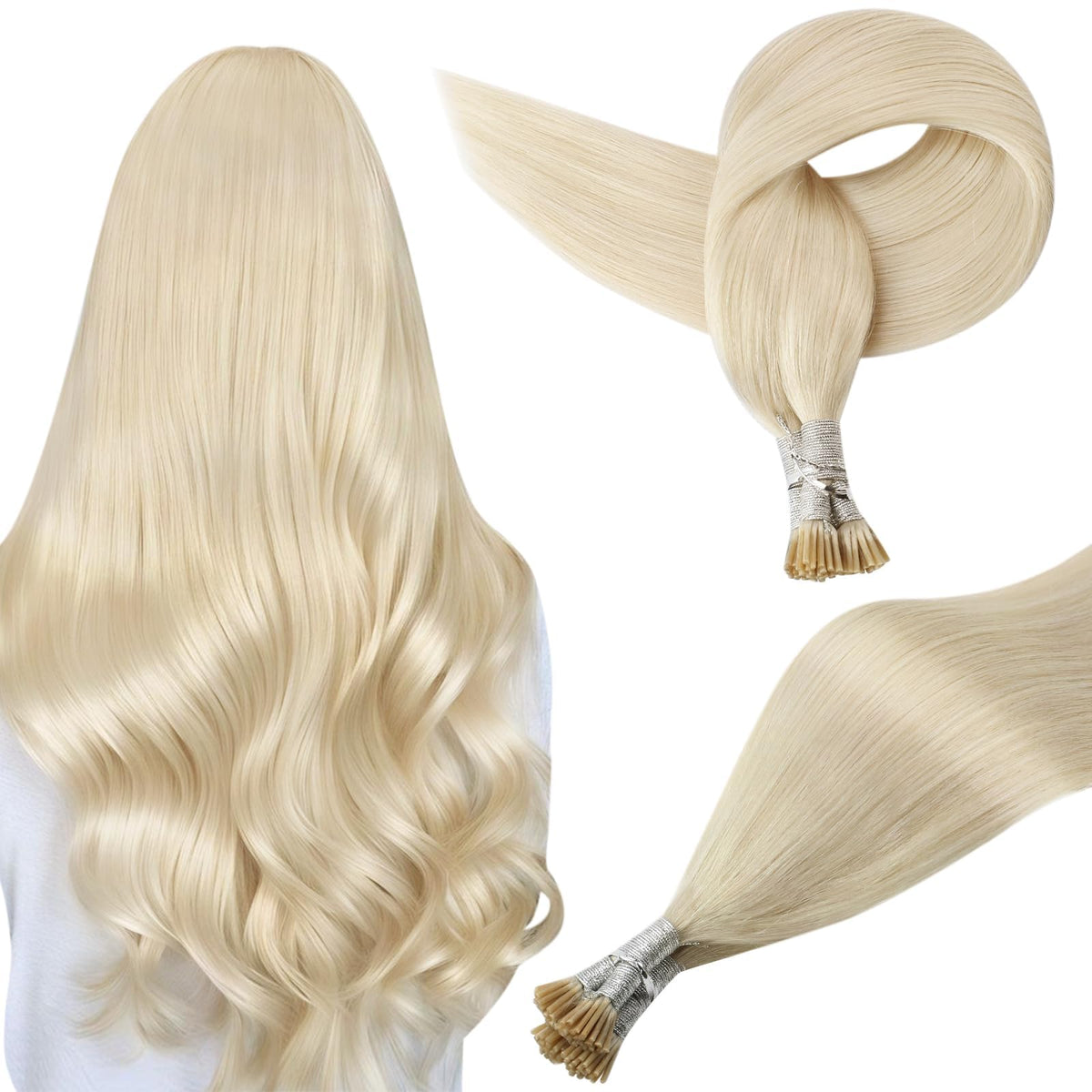 Full Shine I Tip Hair Extensions 16 Inch front view