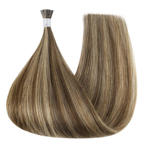 Full Shine I Tip Hair Extensions 18 Inch straightened look