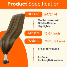 Full Shine I Tip Hair Extensions 75g pack side view
