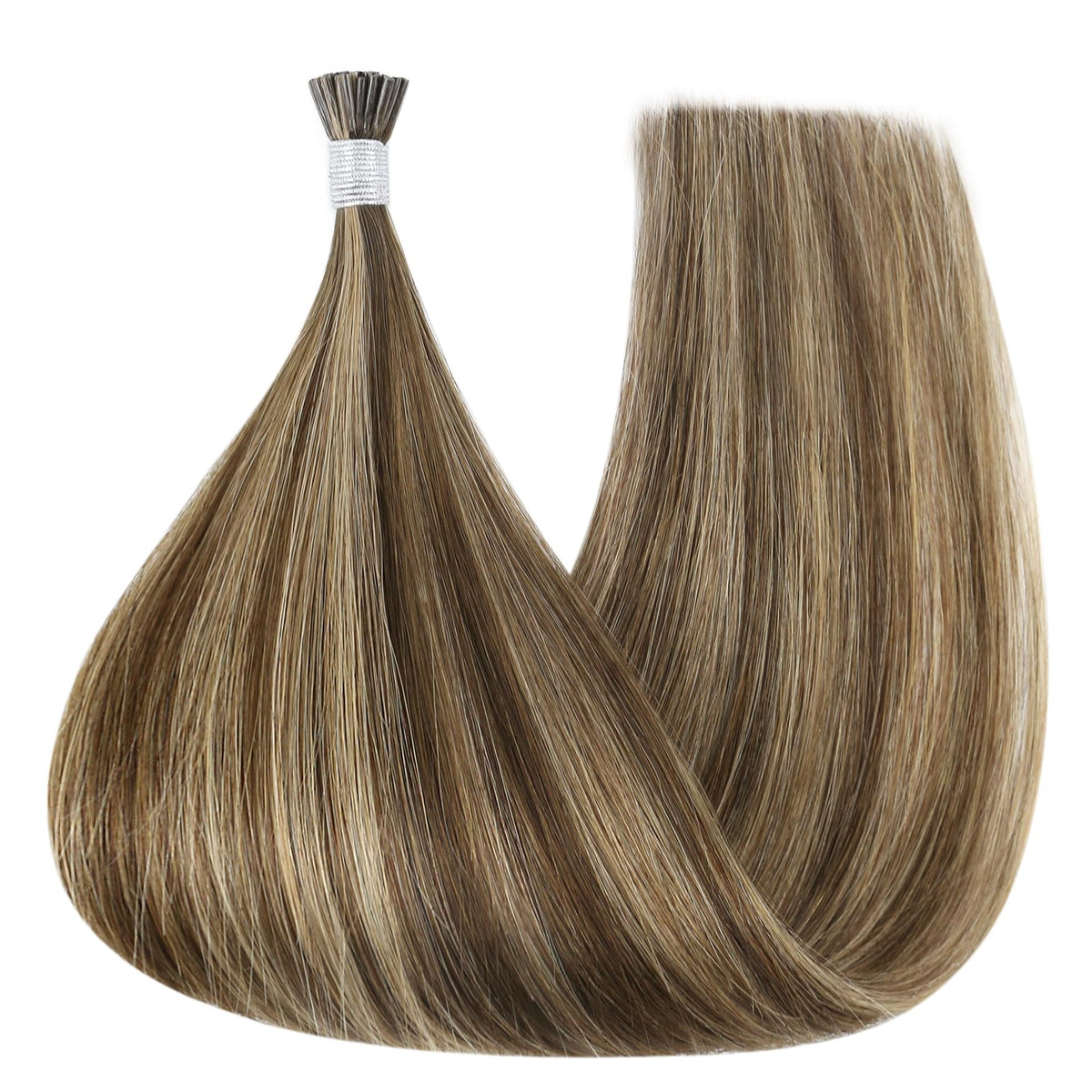 Full Shine I Tip Hair Extensions in a ponytail