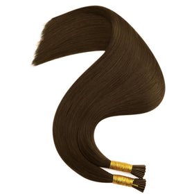 Full Shine I Tip Hair Extensions in a ponytail