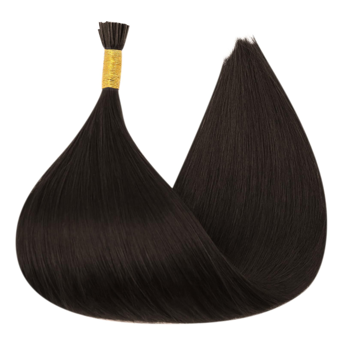 Full Shine I Tip Hair Extensions styled in a loose ponytail