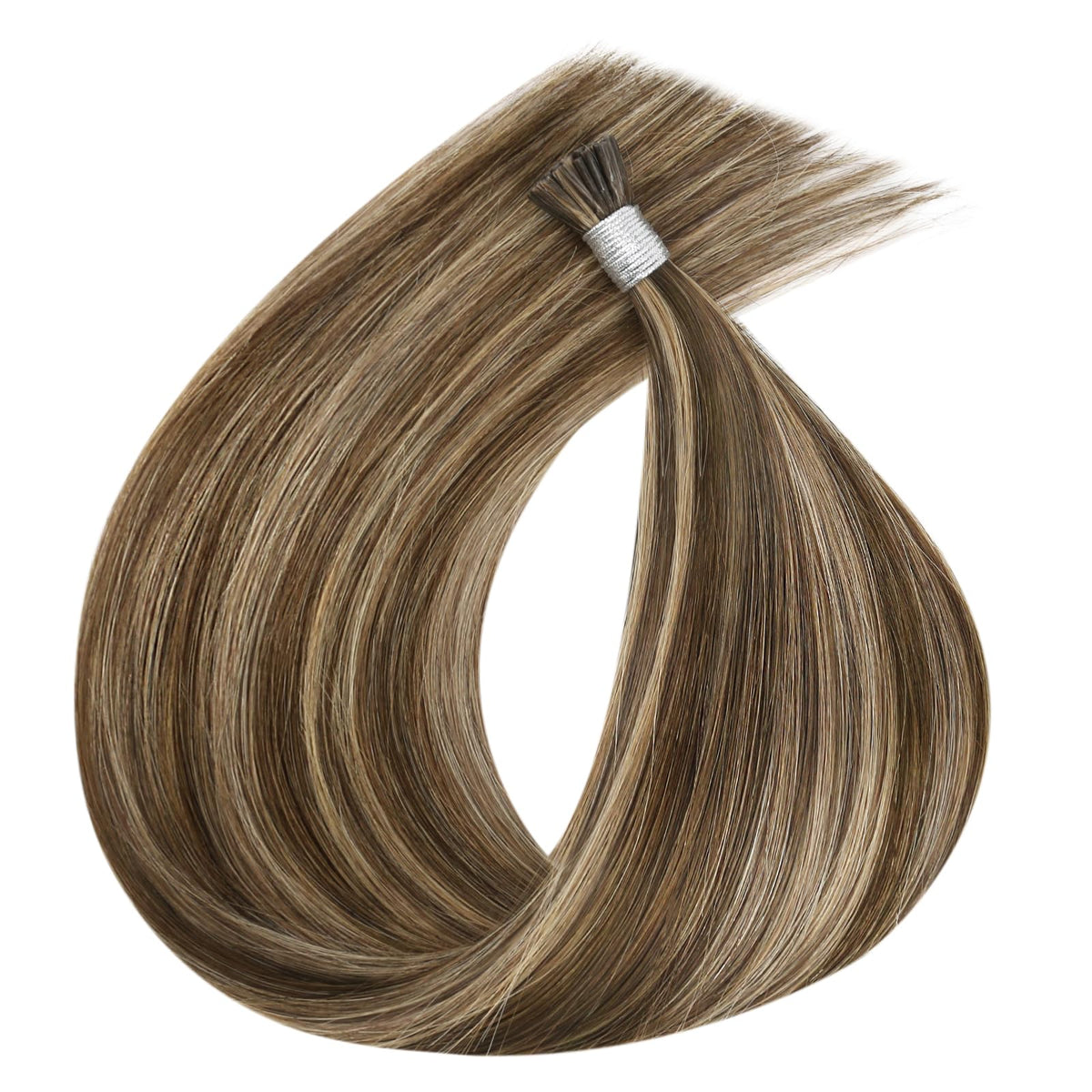 Full Shine I Tip Hair Extensions styled in a ponytail