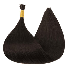 Full Shine I Tip Hair Extensions styled in loose waves
