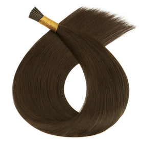 Full Shine I Tip Hair Extensions styled in loose waves