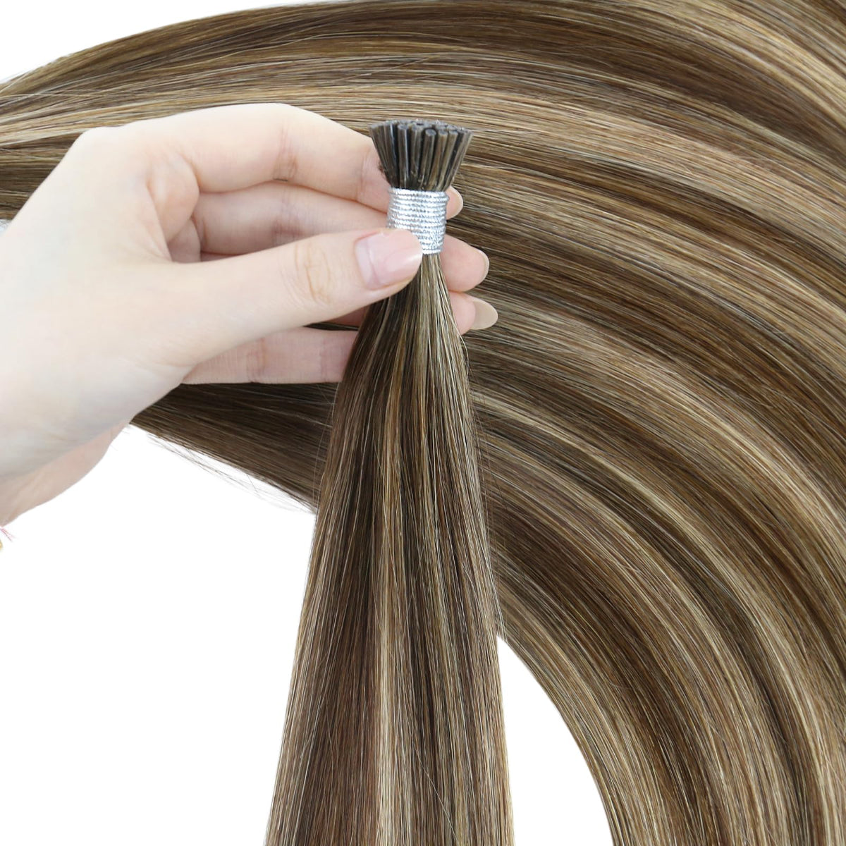 Full Shine I Tip Hair Extensions with highlighted strands