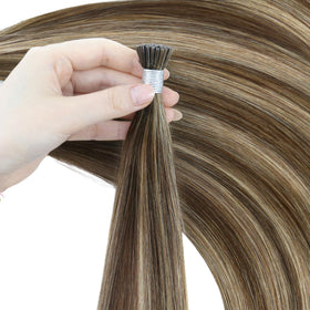 Full Shine I Tip Hair Extensions with highlighted strands