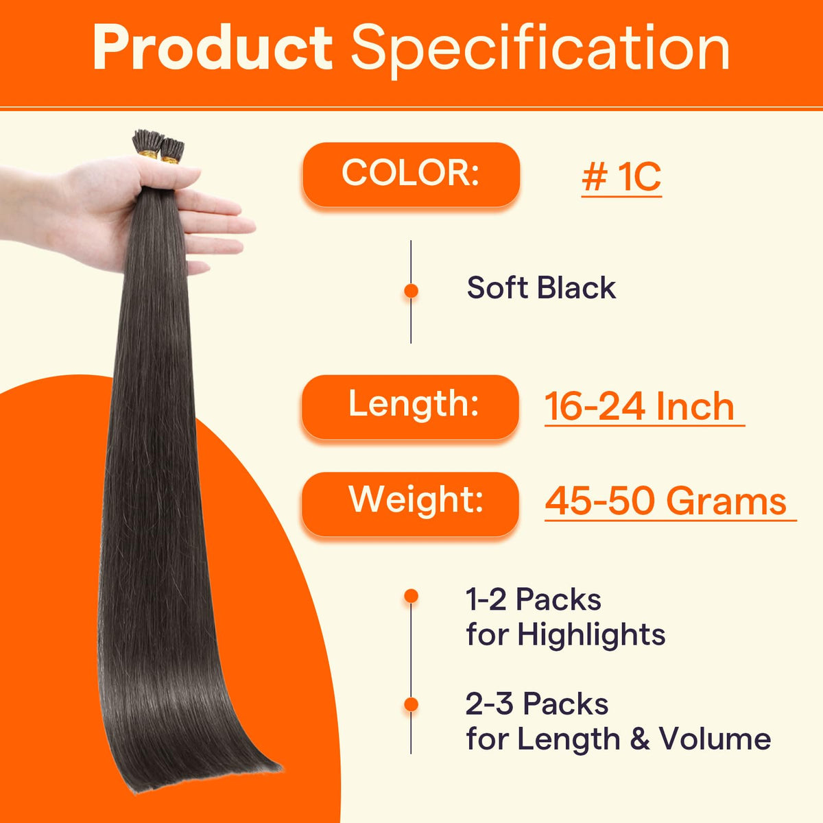 Full Shine I Tip Human Hair Extensions displayed in natural light