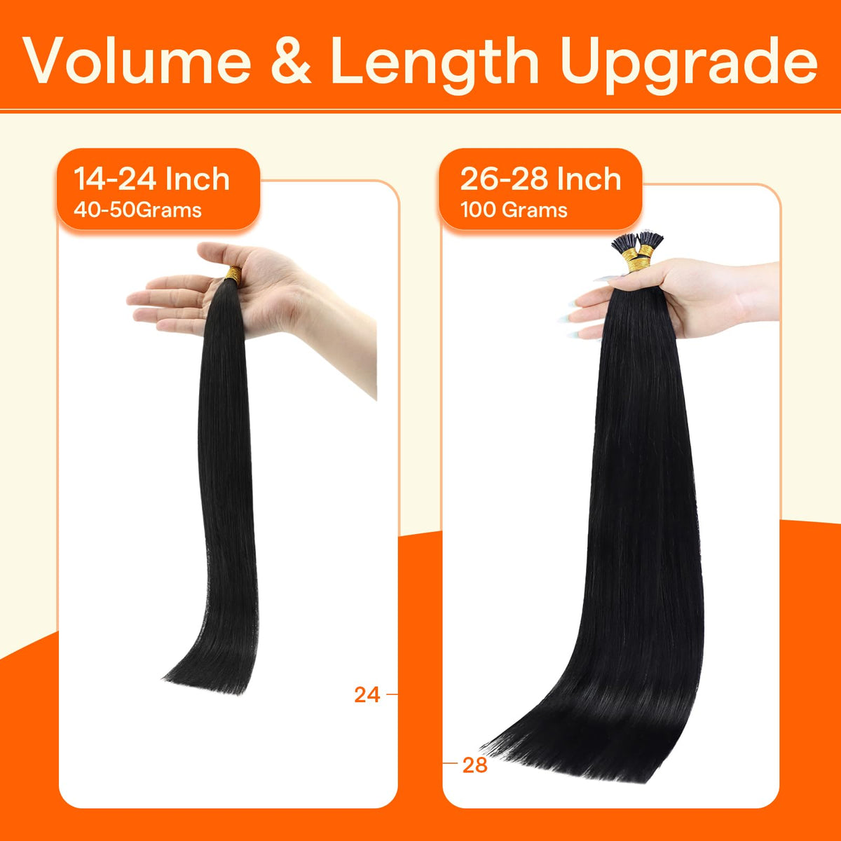 Full Shine I Tip Human Hair Extensions showing cuticle integrity