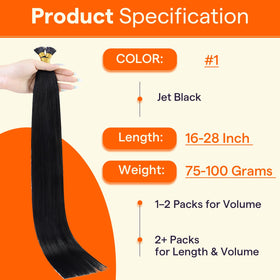 Full Shine I Tip Human Hair Extensions styled on a mannequin