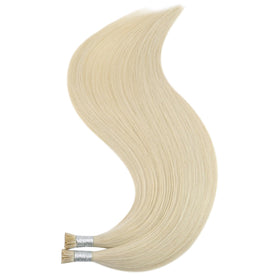 Full Shine I Tips Hair Extensions 22 inch platinum blonde back view