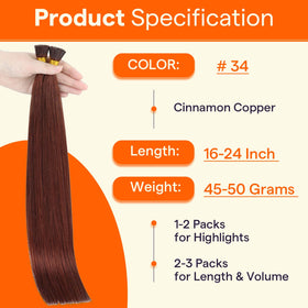 Full Shine I Tips Hair Extensions Auburn Brown packaging