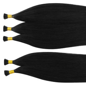 Full Shine I Tips Hair Extensions in a ponytail