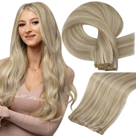 Full Shine Invisible Genius Weft Hair Extensions 24 Inch front view