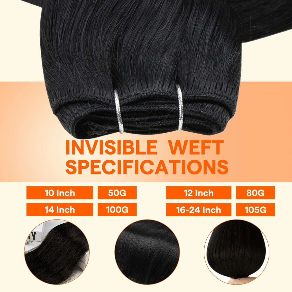 Full Shine Invisible Sew In Hair Extensions 16 Inch side view