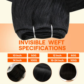 Full Shine Invisible Sew In Hair Extensions 16 Inch side view