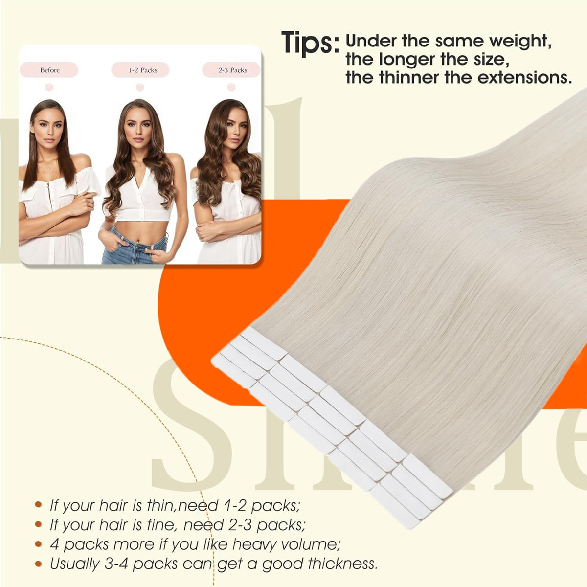 Full Shine Invisible Tape in Hair Extensions Ice Blonde styled