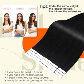 Full Shine Invisible Tape in Hair Extensions Jet Black packaging