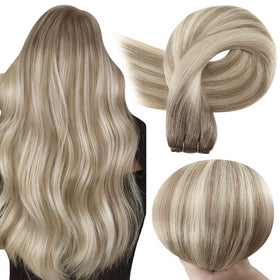 Full Shine Invisible Weft Hair Extensions 22 Inch Remy Hair front view