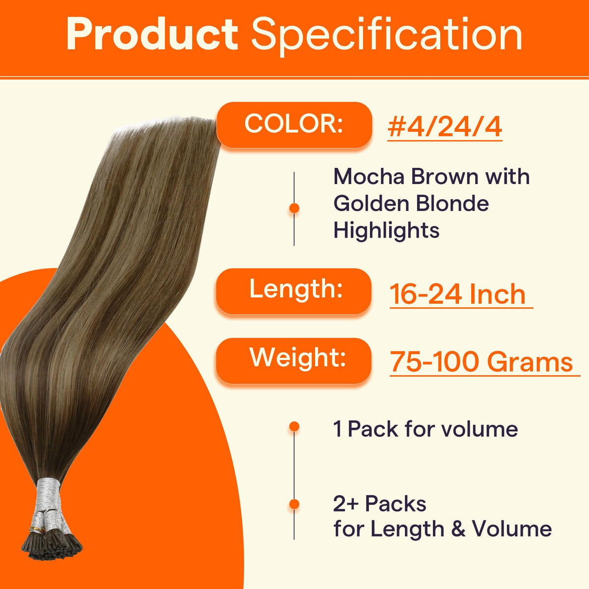 Full Shine Itip Human Hair Extensions styled on a model