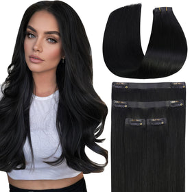 Full Shine Jet Black Clip-in Extensions front view