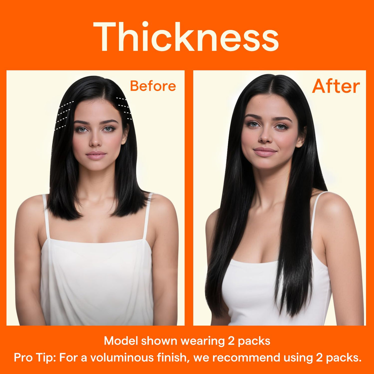 Full Shine Jet Black Clip-in Extensions installation process