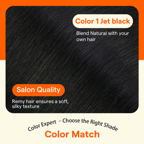 Full Shine Jet Black Clip-in Extensions side view