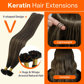 Full Shine K Tip extensions displayed in packaging