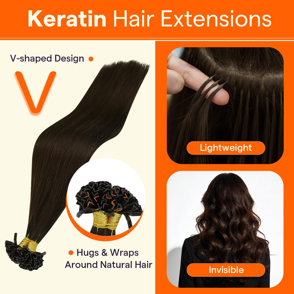 Full Shine K Tip Hair Extensions 24 Inch displayed with packaging