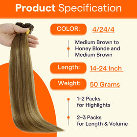 Full Shine K Tip Hair Extensions displayed in natural light