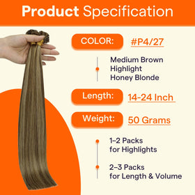 Full Shine K Tip Hair Extensions displayed in various shades