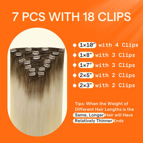 Full Shine Light Brown to Blonde Clip in Hair Extensions packaging