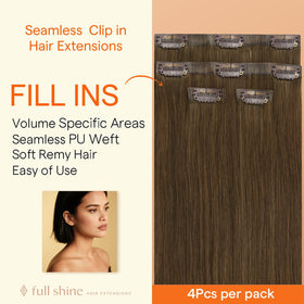 Full Shine Medium Brown Clip-in Extensions packaging