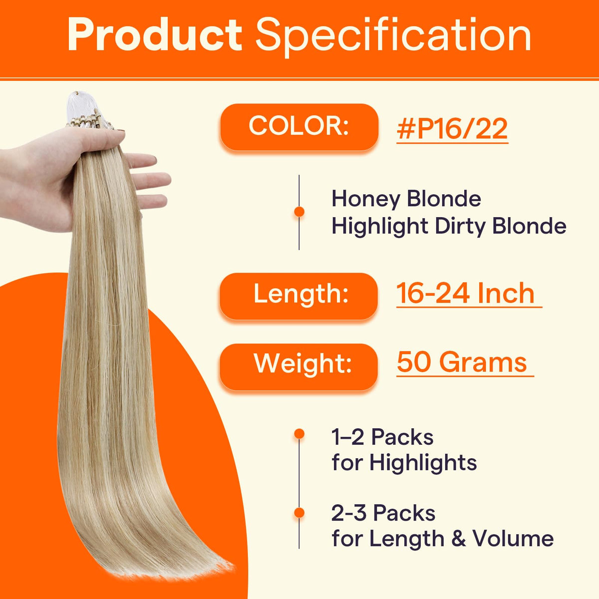 Full Shine Micro Bead Hair Extensions 16 Inch packaging