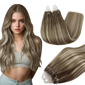Full Shine Micro Link Hair Extensions 14 Inch front view