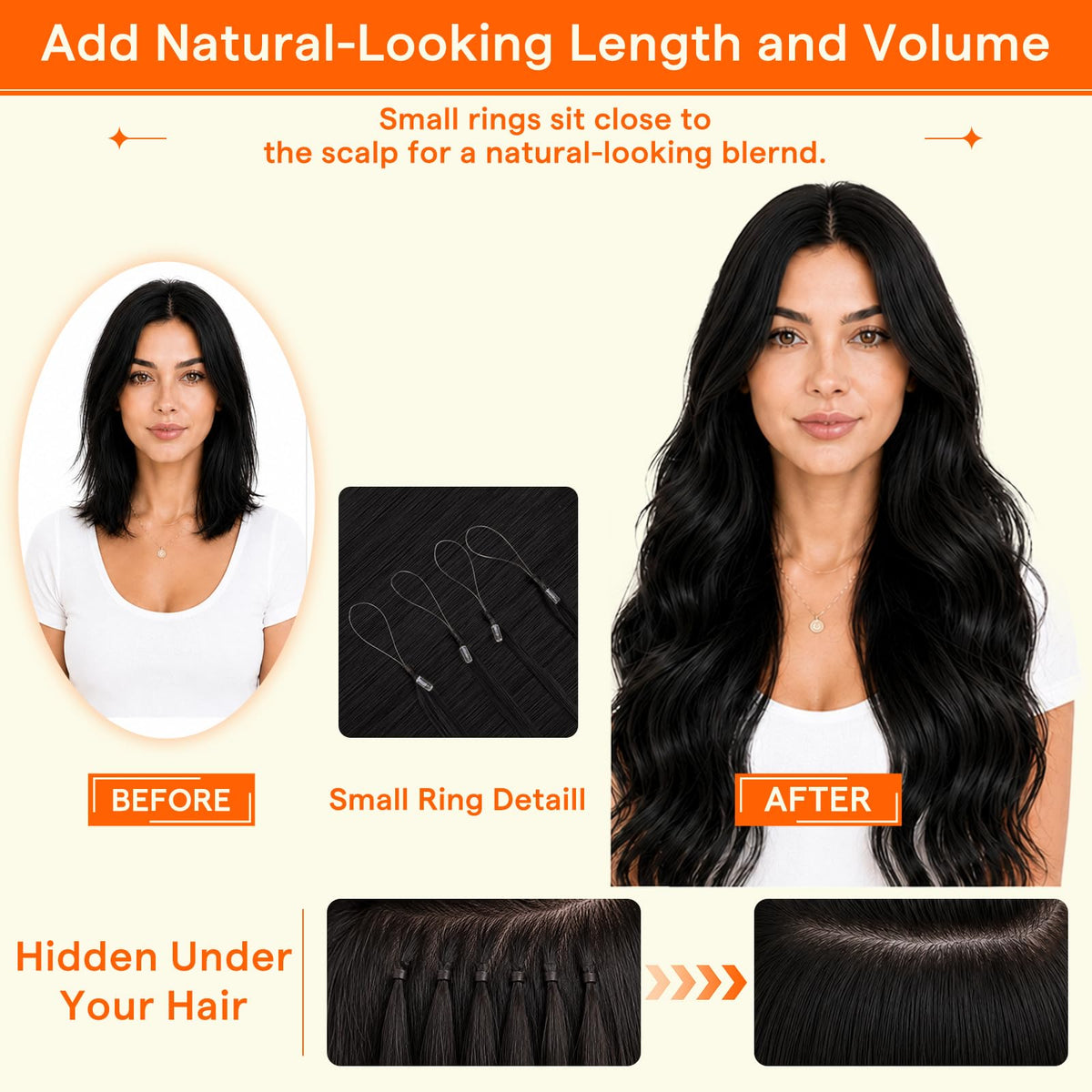 Full Shine Micro Link Hair Extensions 14 Inch Jet Black packaging