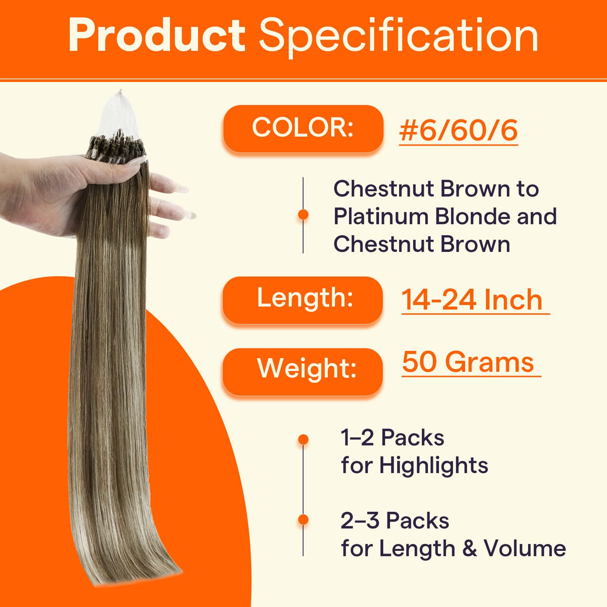 Full Shine Micro Link Hair Extensions 14 Inch packaging