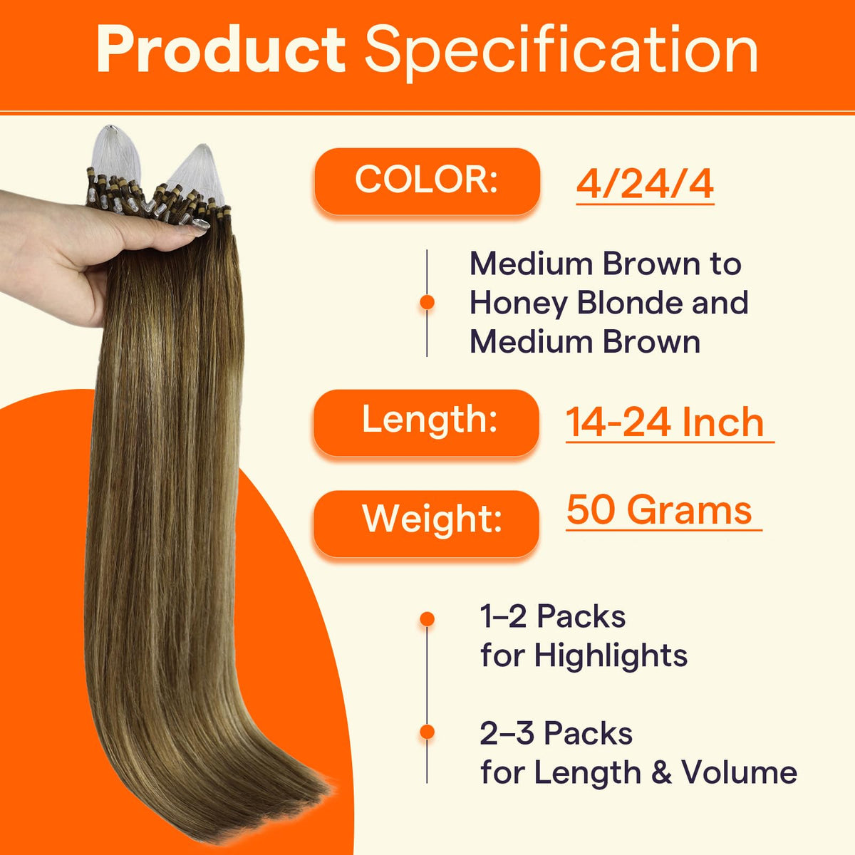 Full Shine Micro Link Hair Extensions 22 Inch packaging