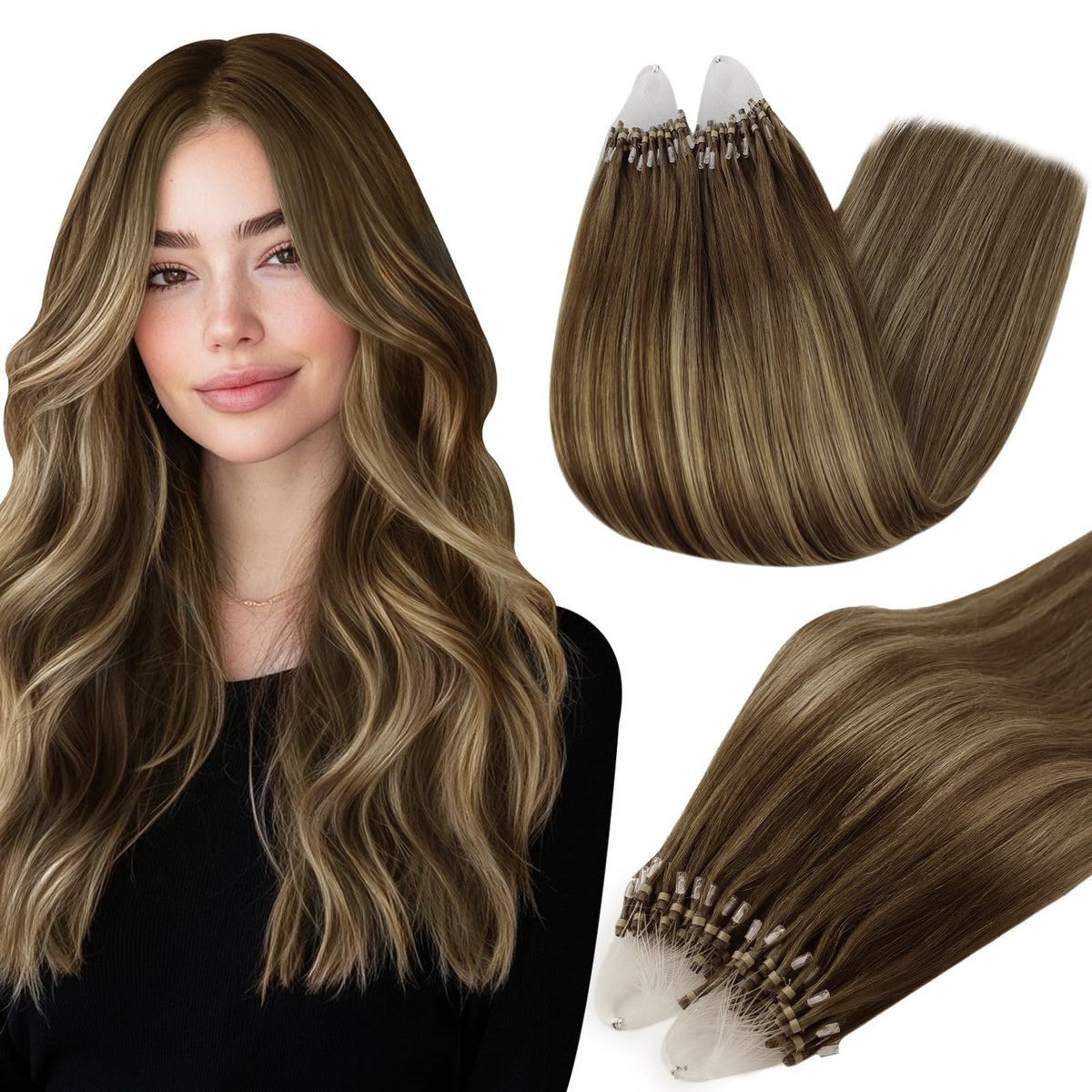 Full Shine Micro Link Hair Extensions 24 Inch front view