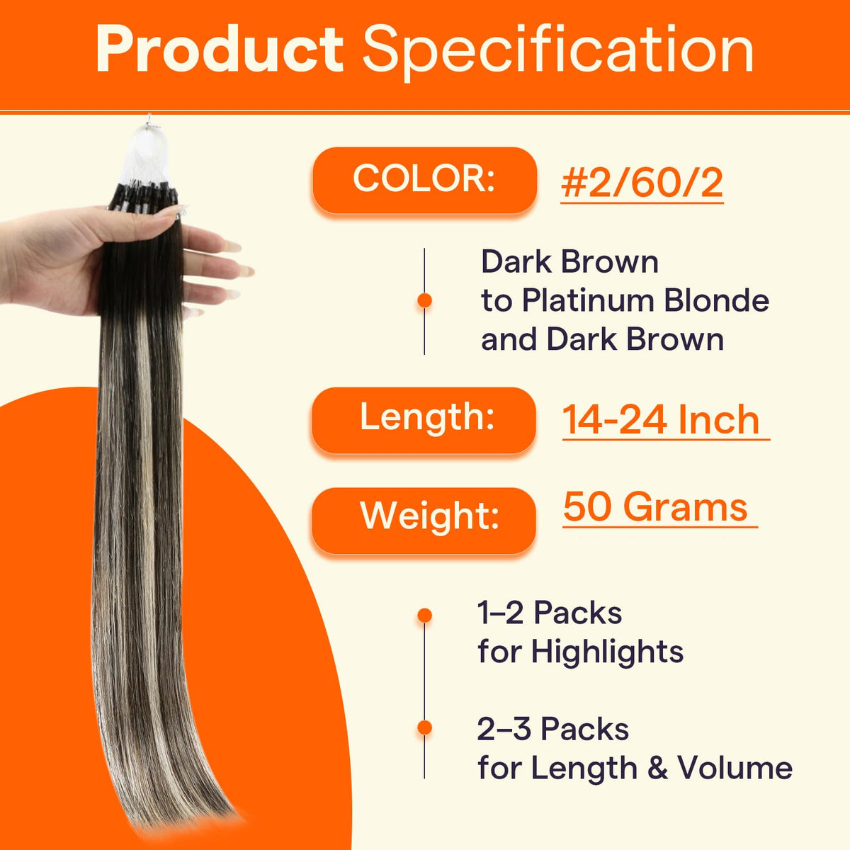 Full Shine Micro Link Hair Extensions 50 strands close-up
