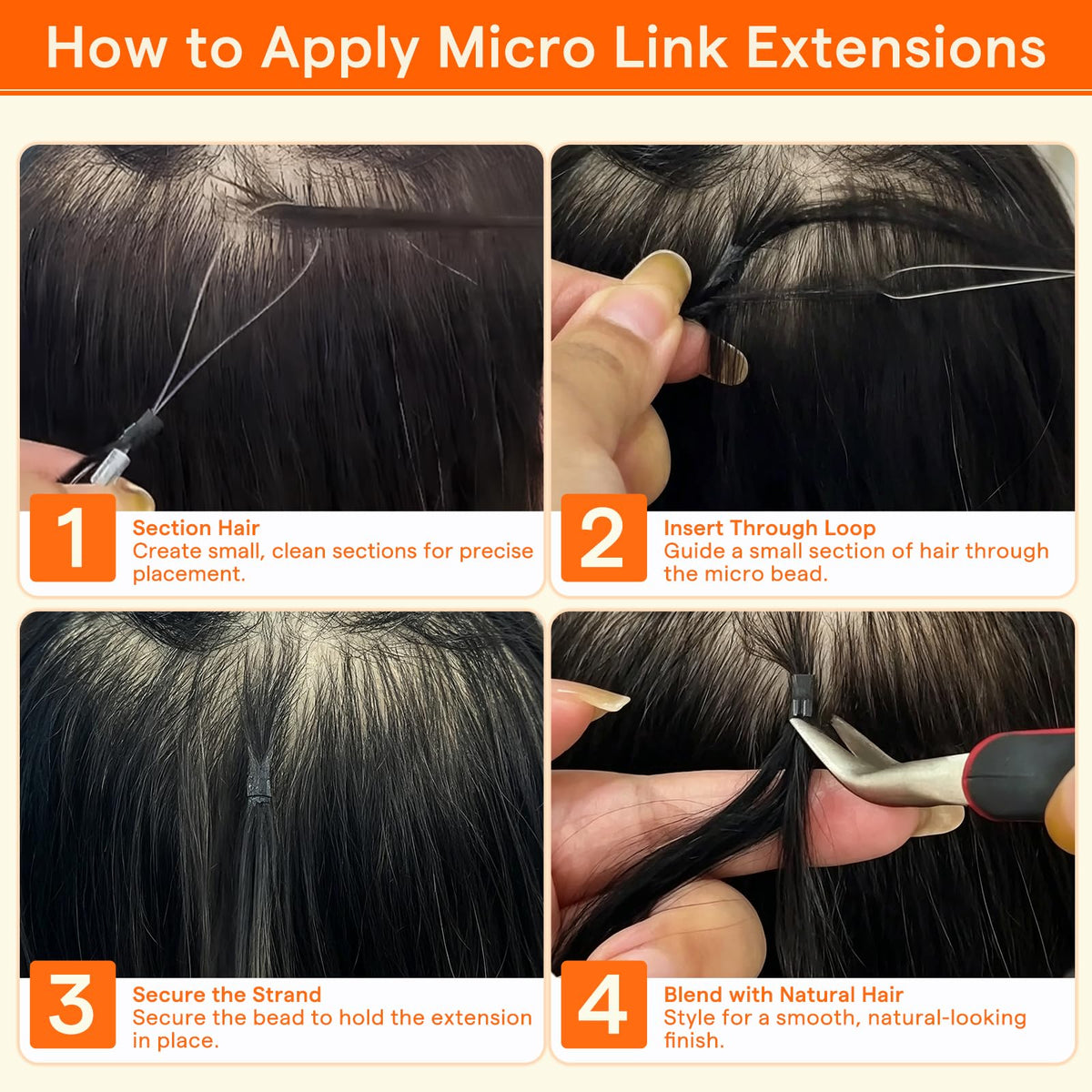Full Shine Micro Link Hair Extensions in use on model