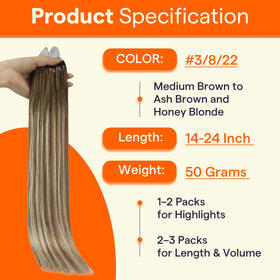 Full Shine Micro Link Human Hair Extensions 24 Inch close-up of micro beads