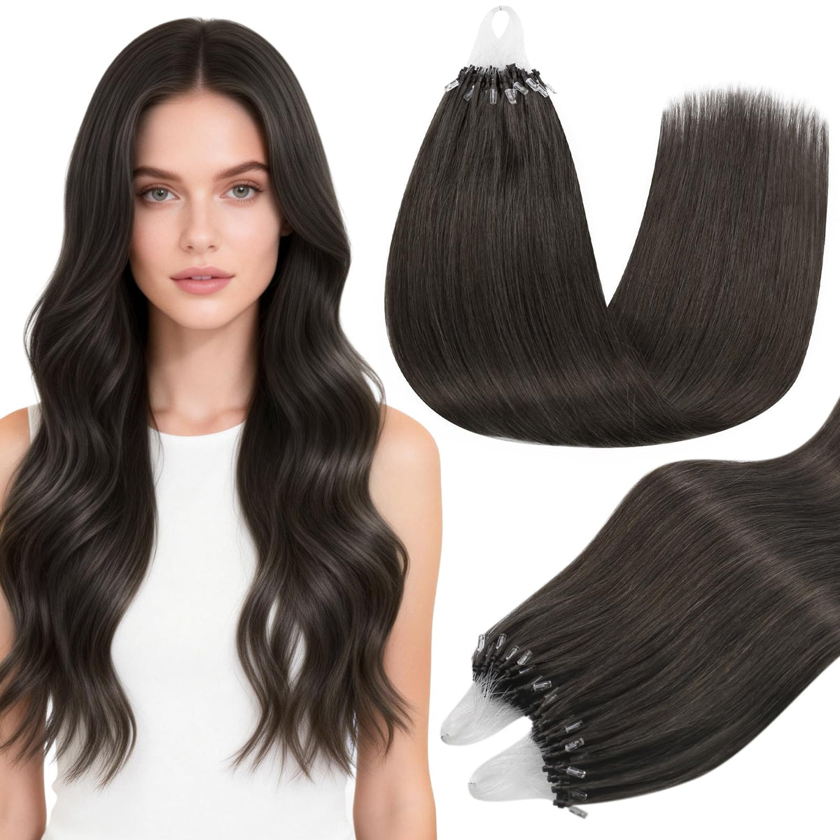 Full Shine Micro Loop Hair Extensions 18 Inch front view