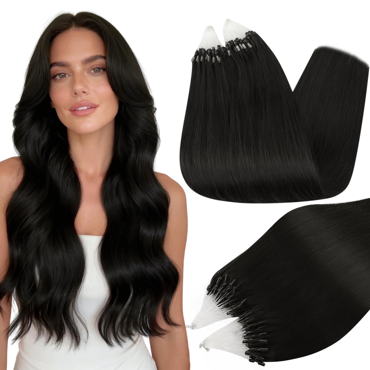 Full Shine Micro Loop Hair Extensions 22 Inch front view