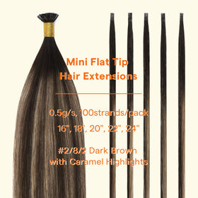 Full Shine Mini Flat KTip Hair Extensions dark brown strands