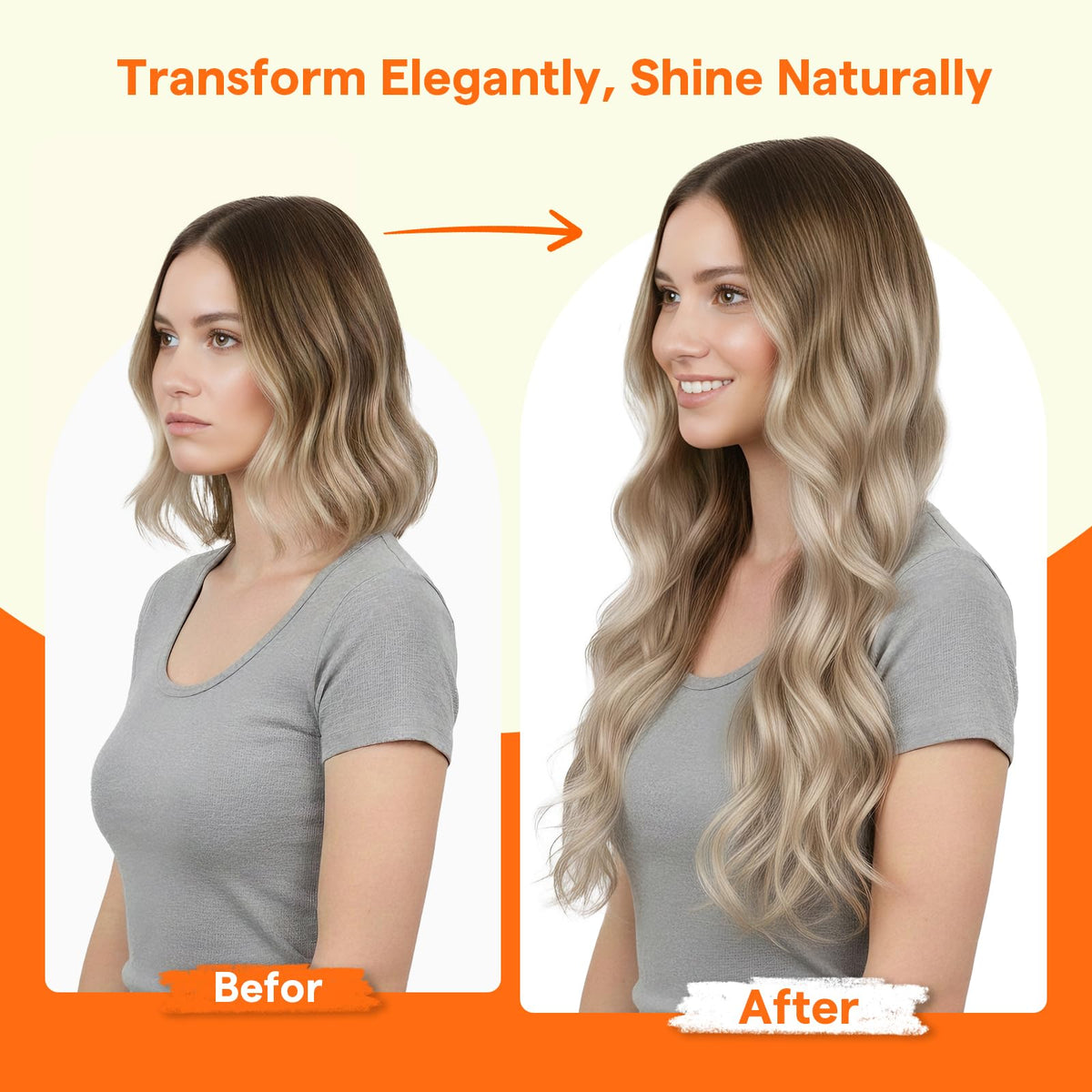 Full Shine Mini Flat KTip Hair Extensions showing lightweight strands