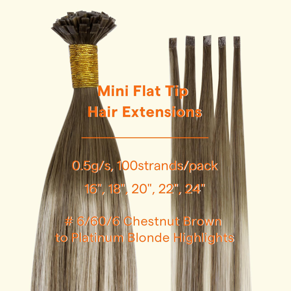 Full Shine Mini Flat Tip Balayage Hair Extensions displayed on a mannequin
