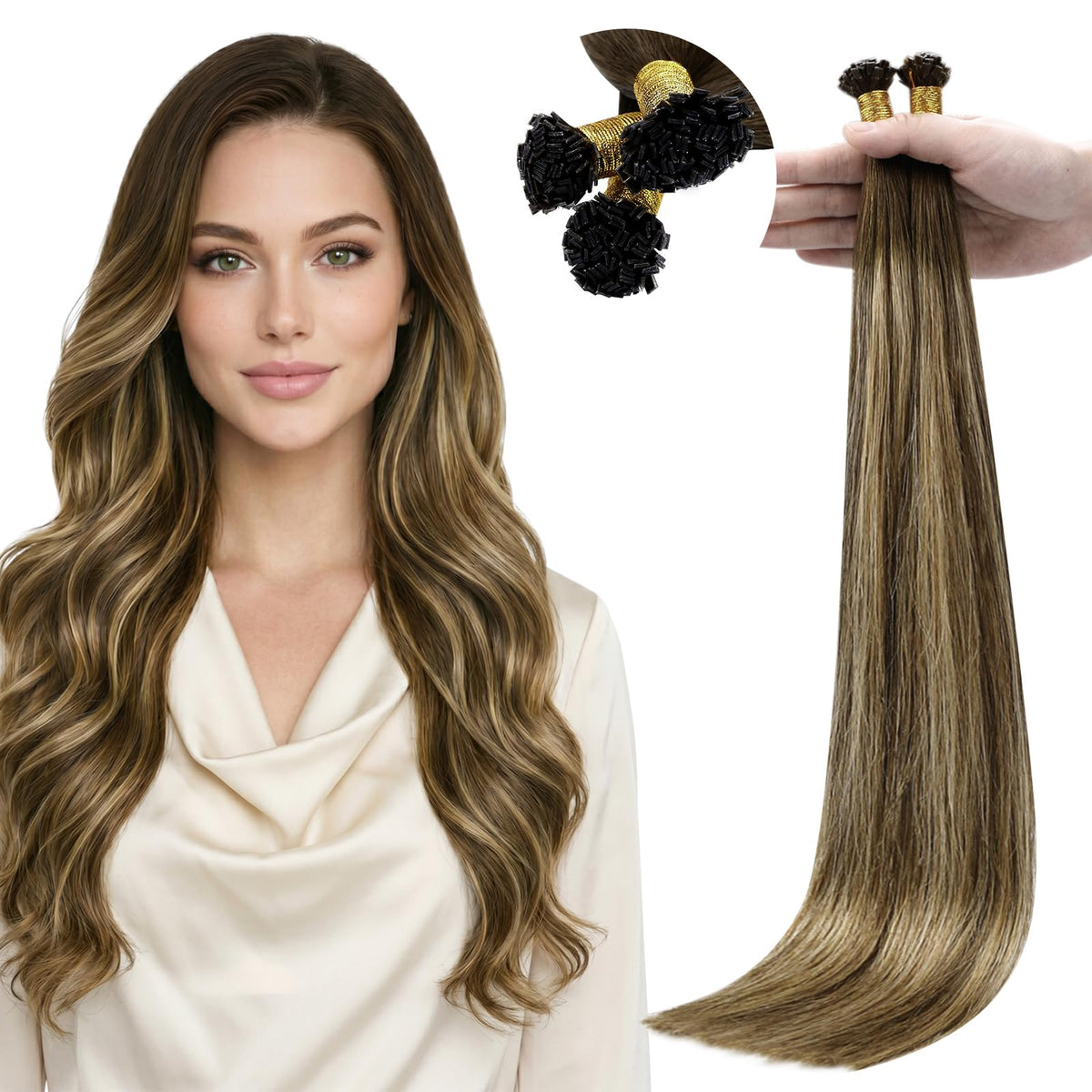 Full Shine Mini Flat Tip Hair Extensions 16 inch front view