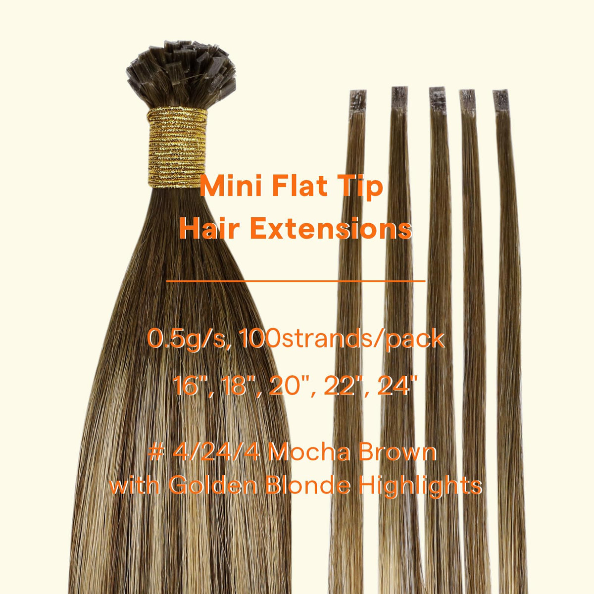 Full Shine Mini Flat Tip Hair Extensions displayed on a model